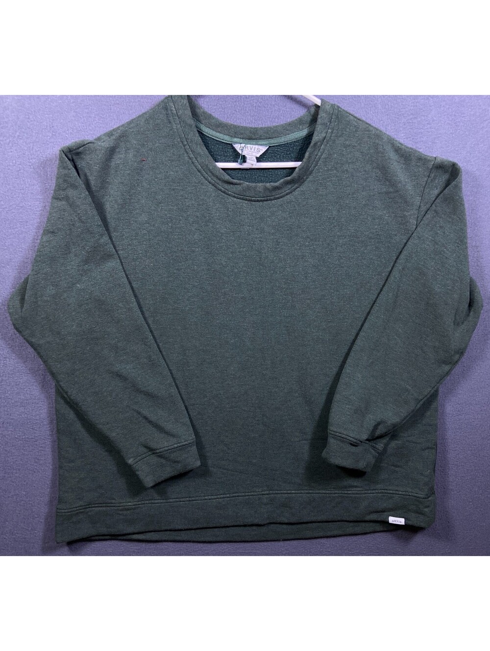 Orvis Men’s Crewneck Sweatshirt Dark Heather Green Sz. XL 50x25 Outdoors Fishing